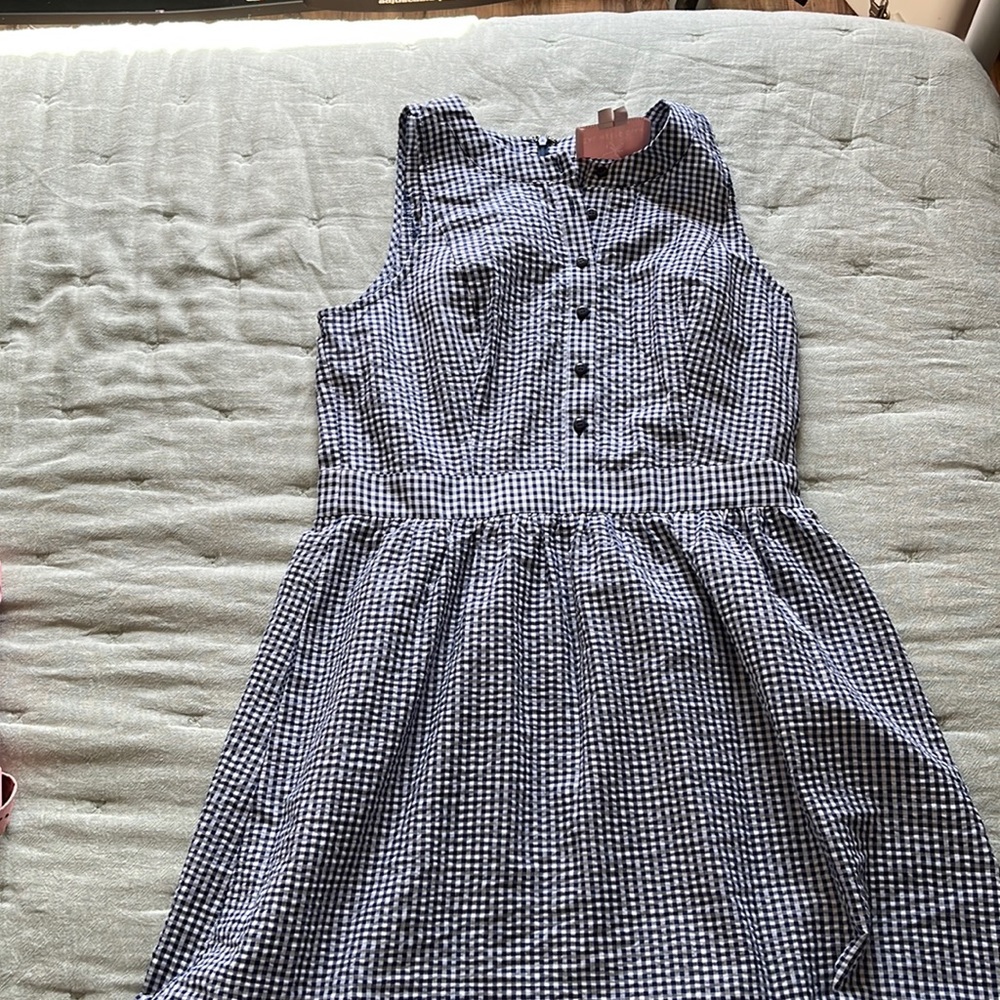 Gal Meets Glam | Ardith Sleeveless Gingham Button Down Tiered Sun Dress Size 14